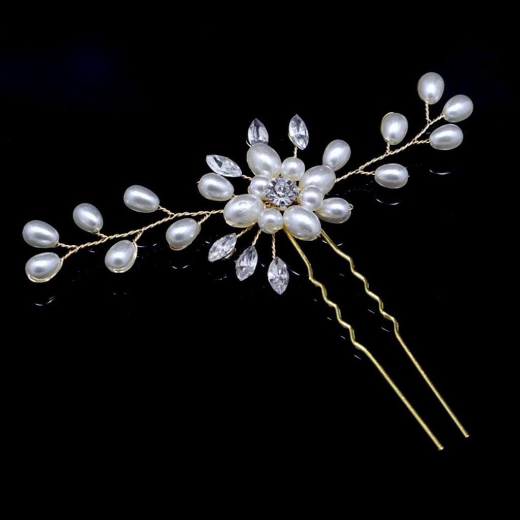 "Blanca" - Pearl and Crystal Bridal Hair Pin - Set of 3