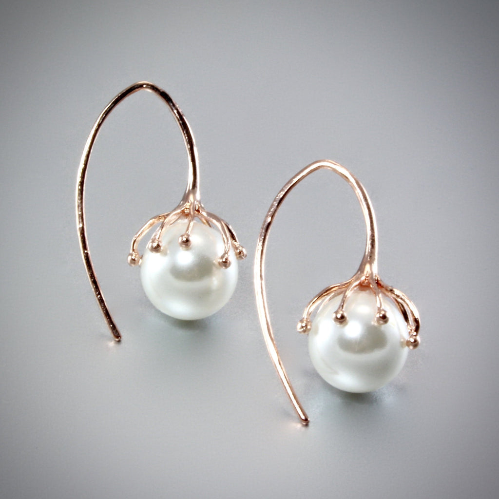 "Selena" - Pearl Bridal Earrings - Available in Rose Gold, Silver and Yellow Gold 