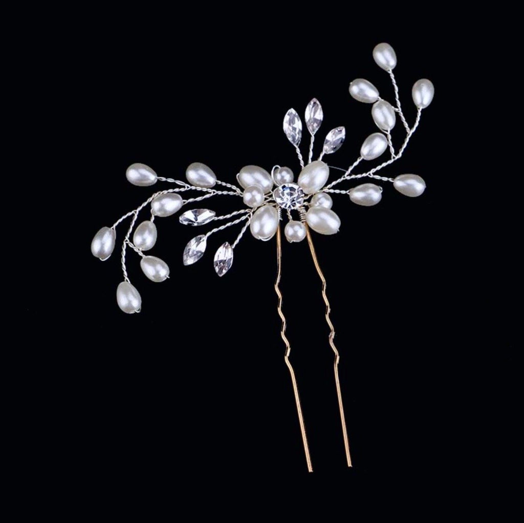 "Blanca" - Pearl and Crystal Bridal Hair Pin - Set of 3