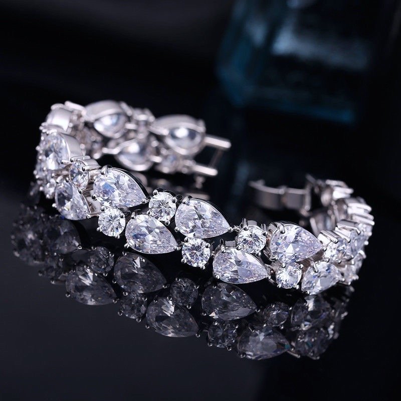 Wedding Jewelry - Cubic Zirconia Bridal Bracelet - Available in Silver and Rose Gold