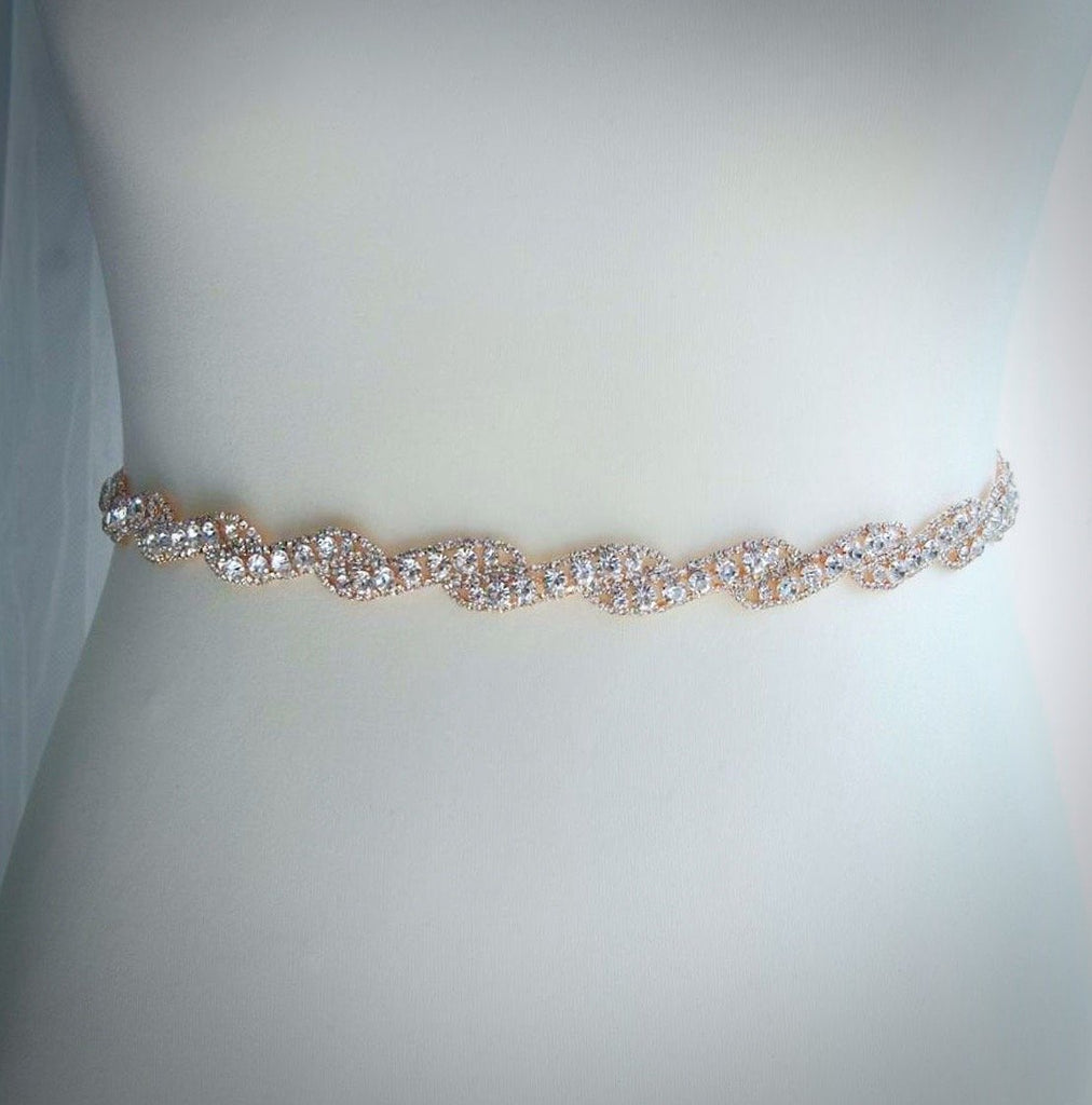 Wedding Accessories - Rhinestone Bridal Belt/Sash - Available in Rose Gold and Silver 